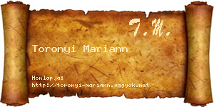 Toronyi Mariann névjegykártya